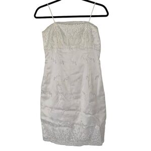 Vintage Scott McClintock 4P White Floral Lace Bachelorette Bridal Mini Dress